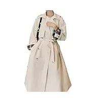 sukori manteaux pour femme oversize double-breasted long trench coat for women duster coat windbreaker lady outerwear spring autumn clothes (color : beige, size : xs)