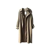 sukori manteaux pour femme women long trench coat style turn down collar long trench streetwear (color : khaki, size : l)