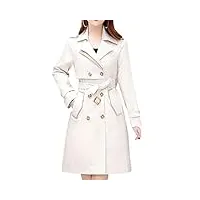 sukori manteaux pour femme spring long trench coat women double breasted slim trench coat outwear windbreaker autumn clothes (color : white, size : 4xl)