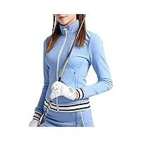sukori manteaux pour femme autumn and winter women's long-sleeve zipper stand collar sports women's trench coat slim fit (color : blue, size : s)