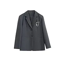 sukori manteaux pour femme manteaux et vestes d'hiver pour femmes blazer simple boutonnage à boucle élégante manteau de costume pour femme (color : grijs, size : l)