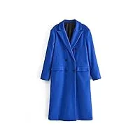 sukori manteaux pour femme women coat autumn woolen coat long overcoat jackets for women blue women long jacket cardigan streetwear (color : blue, size : m)