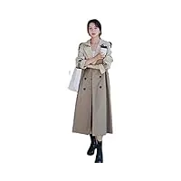 sukori manteaux pour femme long windbreaker women spcling turn-down collar double breasted casual trench coat plus size loose trend overcoat (color : beige, size : xxxl)