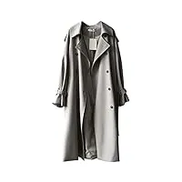 sukori manteaux pour femme women long trench coat style turn down collar long trench streetwear (color : grijs, size : l)