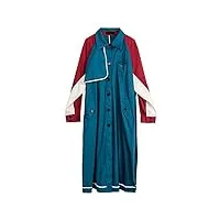 sukori manteaux pour femme trench coat lapel loose single breasted long sleeve contrast color windbreaker tide (color : blue red, size : l)