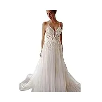 wzefeio robe de mariée de plage, robe de mariée vintage, v - cou sirène robe de mariée, nuptiale robe de soirée sans dos, blanc, 20 large sizes