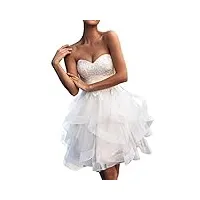 wzefeio tulle a - word mariée robe de mariée bretelles hochzeit robe dentelle dos nu, blanc, 44