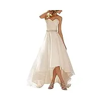 wzefeio asymétrique douce bretelles robe de bal robe de soirée organza Élégant avec ceinture, ivoire, 42