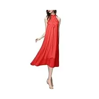 robe d'été mi-longue sans manches à col montant pour femme, rouge, xl