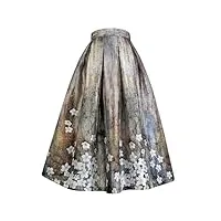 vsadsau jupe longue vintage taille haute pour femme - imprimé floral - jupe plissée mi-mollet, 02, xxxxl