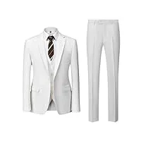 costume d'affaires décontracté 3 pièces pour homme - veste formelle et pantalon - gilet - smoking pour homme, lot de 3 pièces blanc, s