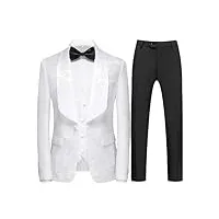 hommes printemps affaires blazer veste pantalon gilet costume formel bal 3 pièces slim fit costume ensemble 3 pcs set white2 l