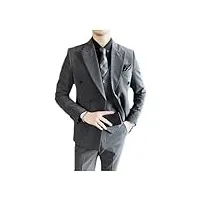 costume 3 pièces pour homme veste gilet pantalon costume d'affaires À rayures À la mode coupe cintrée costume de fête pour marié gray l