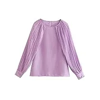 hdbcbdj femme manche longue women pleated sleeve patchwork cape smock blouse female o neck solid casual shirt tops (size : m)