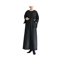 ensemble deux pièces pour femme musulmane robe sans manches + manteau kimono ramadan abaya dubai luxe, ensemble 2 pièces noir, l