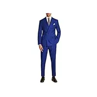 costume 2 pièces à double boutonnage pour homme coupe ajustée, bleu marine, xxxl
