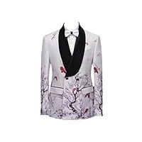 costume 3 pièces pour homme avec blazer, mauve et lilas, motif floral, smoking, costume de fête formel, coupe ajustée, modèle 17, xs