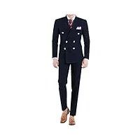 costume 2 pièces tendance pour homme à double boutonnage - coupe ajustée - style formel et décontracté - smoking de mariage, bleu marine, xs