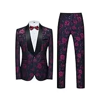 costume homme, costume de smoking 2 pièces décontracté en jacquard floral coupe ajustée, pour les banquets de mariage formels d'affaires proms party blazer pantalon costume,l,purple