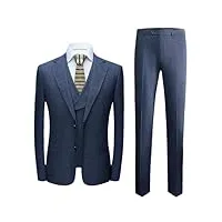 costume 3 pièces pour homme - bleu - robe de mariée à carreaux - slim - costume formel, gris foncé 9., xxl