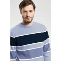 berac pull larges rayures - coton homme eventide/marine deep/heron 3xl