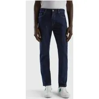 benetton, jeans coupe slim cinq poches, taille 33, bleu foncé, homme