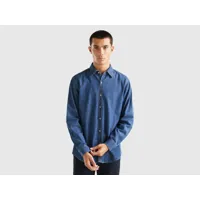 benetton, chemise en jean 100 % coton, taille s, bleu foncé, homme