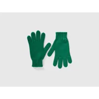 benetton, gants en laine stretch mélangée, taille xl-3xl, vert, enfants