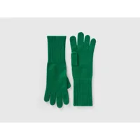 benetton, gants en laine mélangée, taille os, vert, femme