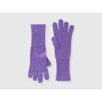 benetton, gants en laine mélangée, taille os, violet, femme