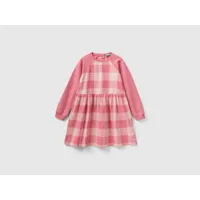 benetton, robe écossaise 100 % coton, taille 3xl, rose pastel, enfants