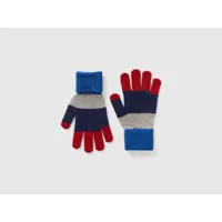 benetton, gants à rayures multicolores, taille s-l, rouge, enfants