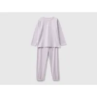 benetton, pyjama 100 % coton à logo, taille xxs, lilas, enfants