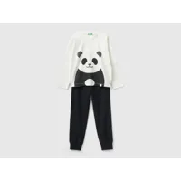 benetton, pyjama à motif panda pailleté, taille 2xl, rose, enfants