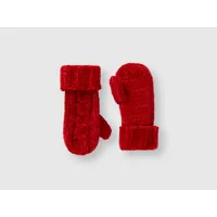 benetton, gants torsadés en chenille, taille 1-3, rouge, enfants