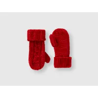 benetton, gants torsadés en chenille, taille 4-6, rouge, enfants