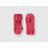 benetton, gants torsadés en chenille, taille 4-6, rose, enfants