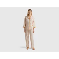 benetton, pyjama à monogram en viscose durable, taille xs, rose pâle, femme