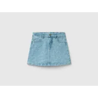 benetton, mini-jupe en jeans à fleurs, taille 2xl, bleu ciel, enfants