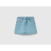 benetton, mini-jupe en jeans à fleurs, taille 3xl, bleu ciel, enfants