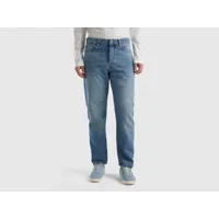 benetton, jeans coupe carrot, taille 35, bleu clair, homme