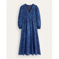 robe longue style 40s à manches blousantes femme boden, blu