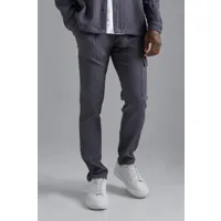 pantalon cargo slim plissé homme - gris - m, gris