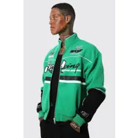 bomber en jersey à imprimé moto homme - vert - xs, vert