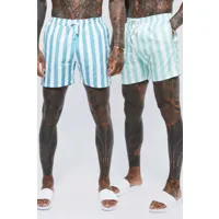 lot de 2 shorts de bain mi-longs à rayures homme - vert - xl, vert