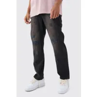 relaxed rigid ripped knee carpenter jeans in washed black homme - noir - 28r, noir