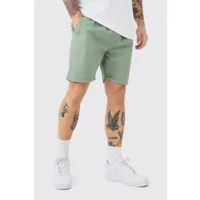 slim fit elastic waist bermuda shorts homme - vert - m, vert