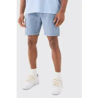 slim fit elastic waist bermuda shorts homme - bleu - l, bleu