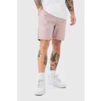 slim fit elastic waist bermuda shorts homme - rose - s, rose