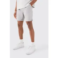 slim fit elastic waist bermuda shorts homme - gris - s, gris
